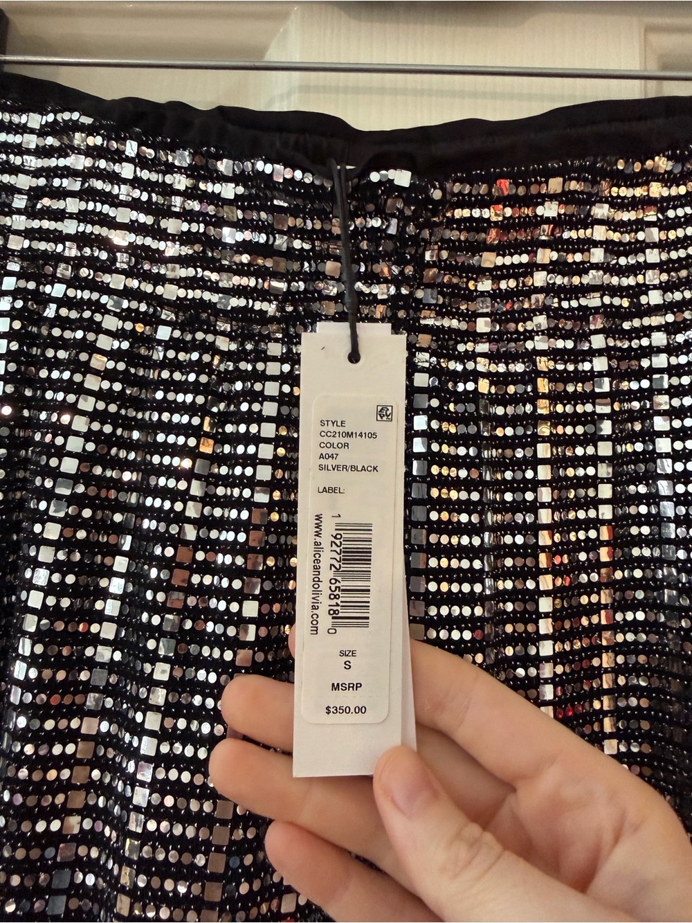 Alice + Olivia Black Metallic Stripe Wide-Leg Pants - Picture 4 of 5
